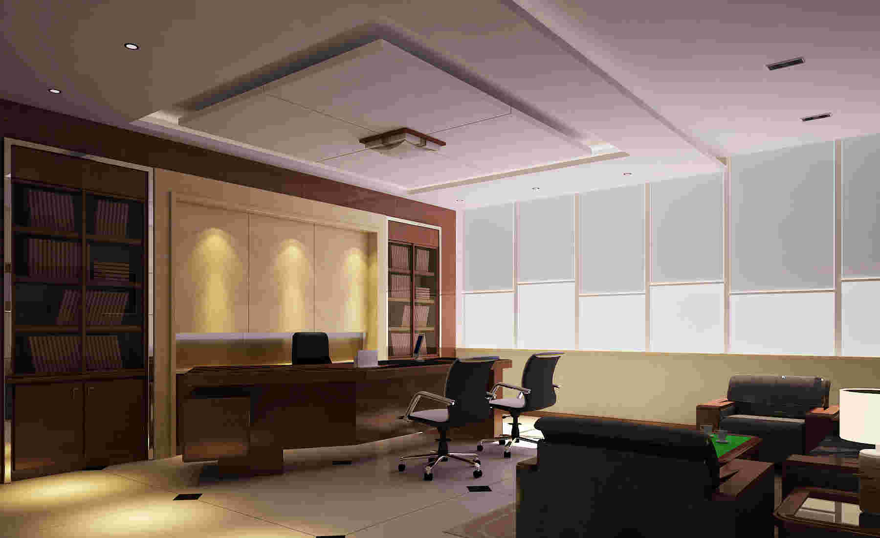 4款老总办公室装修效果图 中式创意董事长办公室空间设计方案图