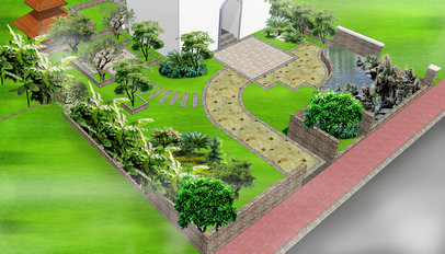 五款中式园林庭院景观设计实景图 万科第五园中式私家庭院景观设计效果图