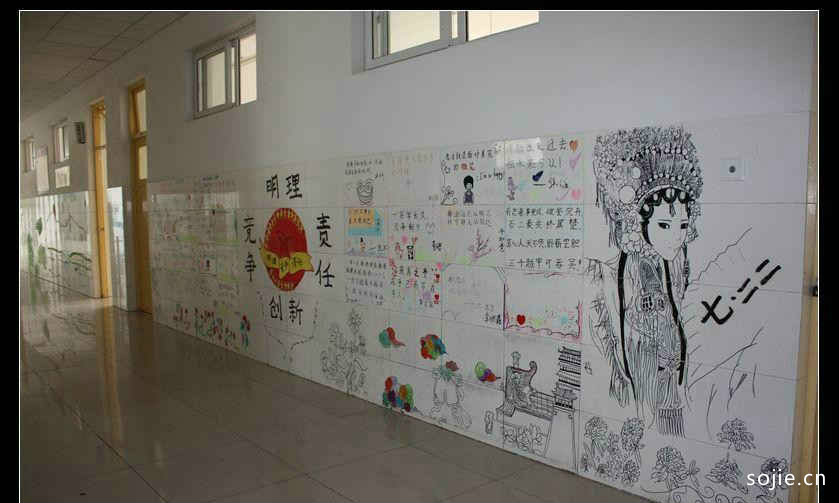 5款学校教室文化墙装修效果图 教室外墙走廊文化墙创意设计布置图