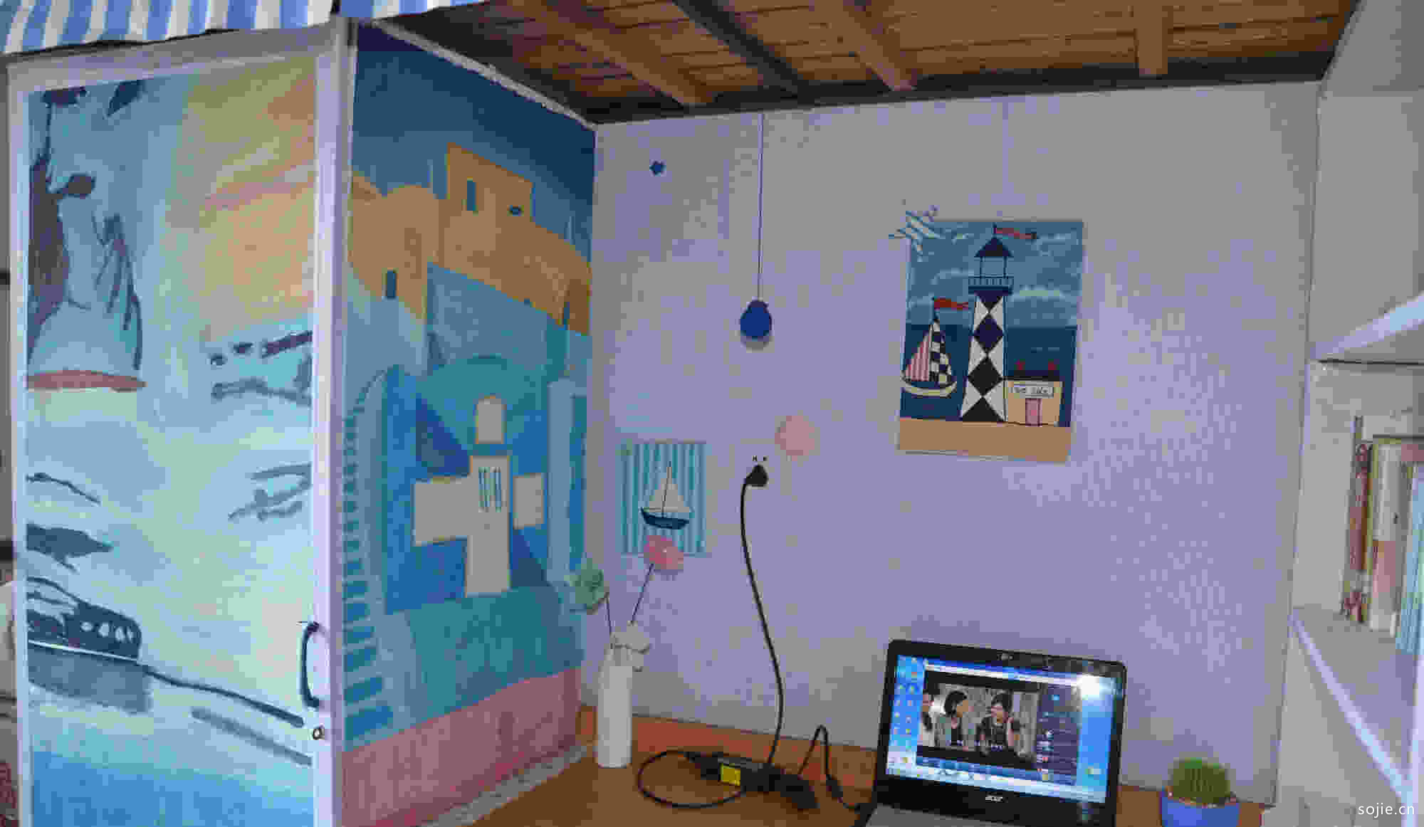 5款大学寝室布置设计图片 学生寝室室内文化布置装饰效果图