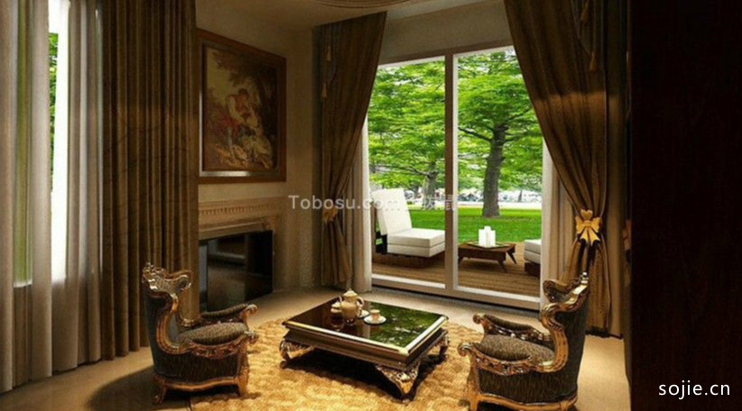 客厅 茶几_欧式风格495平米别墅室内装修效果图