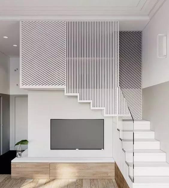楼梯间电视墙设计-我装修网